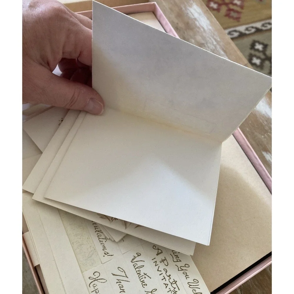 Vintage stationery Twilight Rose note paper gummed captions pink brown 1950's